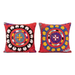 Samarkand Suzani Pillow Cover 21'' X 22'' - Set of Two For Sale