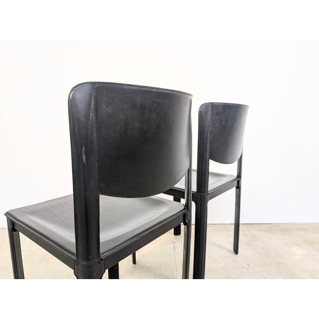 Black Leather Chairs by Matteo Grassi, Italy, 1980, Set of 2 For Sale - Image 9 of 13