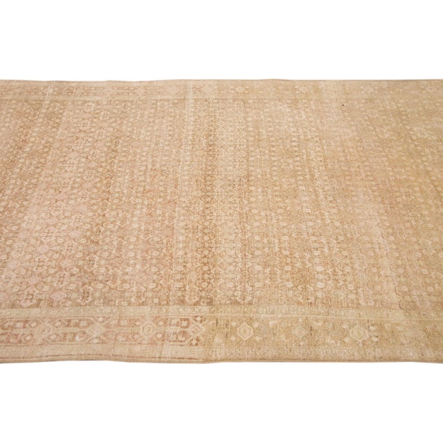 1920s Antique Malayer Handmade Allover Designer Beige Wool Rug For Sale - Image 5 of 10