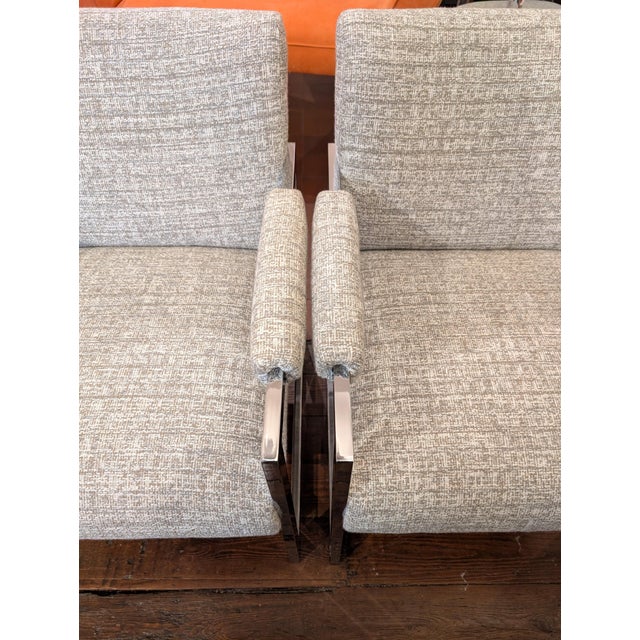 Gray Mid-Century Modern Flat Bar Chrome Armchairs by Adrian Pearsall for Comfort Designs, USA, 1970s, Set of 2 For Sale - Image 8 of 14