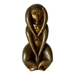 Vintage Art Hand Carved Wood Woman Sculpture