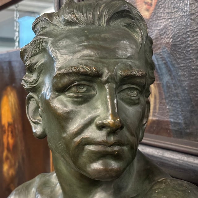 Antique Art Deco Male Bust Sculpture from J. Domisse, 1930s For Sale - Image 13 of 13