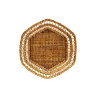 Hexagonal Woven Basket, 20" For Sale