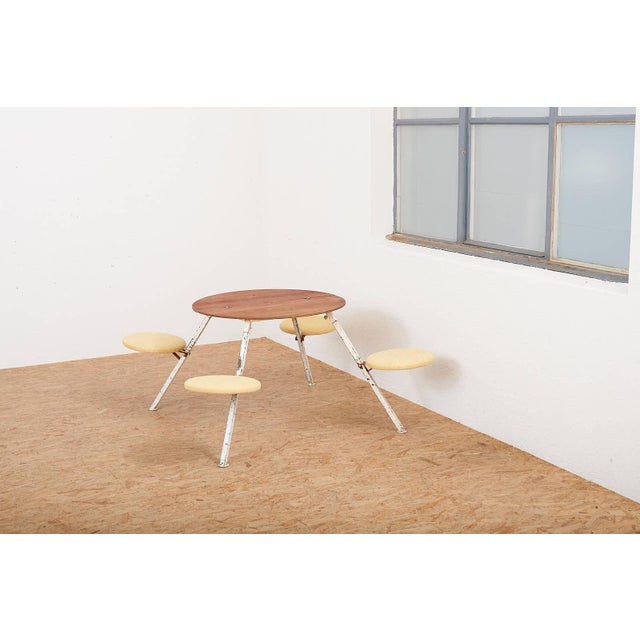 Table Set with White Metal Frame and Plywood Tabletop For Sale - Image 13 of 16