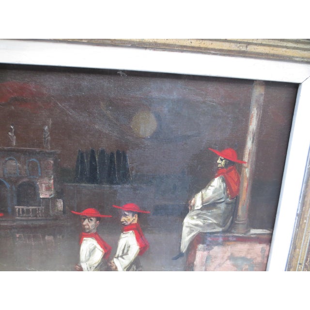 Iceskating Cardinals Under the Moon at the Cathedral by Louis Bosa For Sale In New York - Image 6 of 11