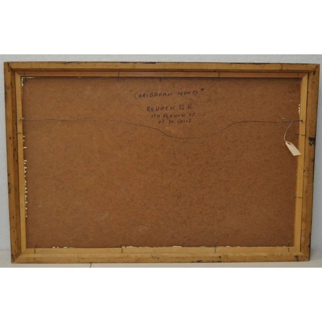 Wood "Caribbean Mood" Vintage Oil Painting by Reuben C.1970 For Sale - Image 7 of 8