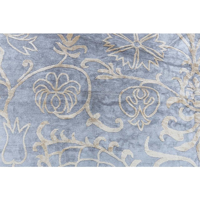 Modern Damask-Deco Wild Botanical Tibetan Wool & Silk Rug by Doris Leslie Blau For Sale - Image 4 of 9
