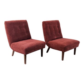 Pair of Jens Risom Style Slipper Chairs Mid Century For Sale