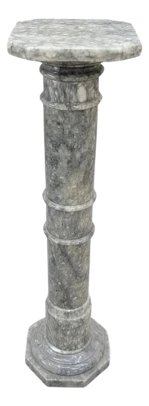 Antique Neoclassical Carved Grey Marble Display Sculpture Pedestal