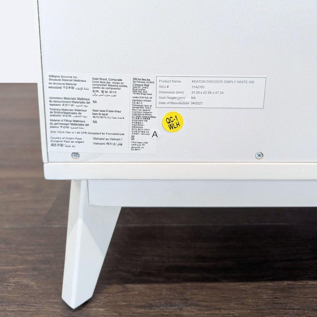 White Pottery Barn Teen Keaton Four Drawer Modern Dresser For Sale - Image 8 of 8