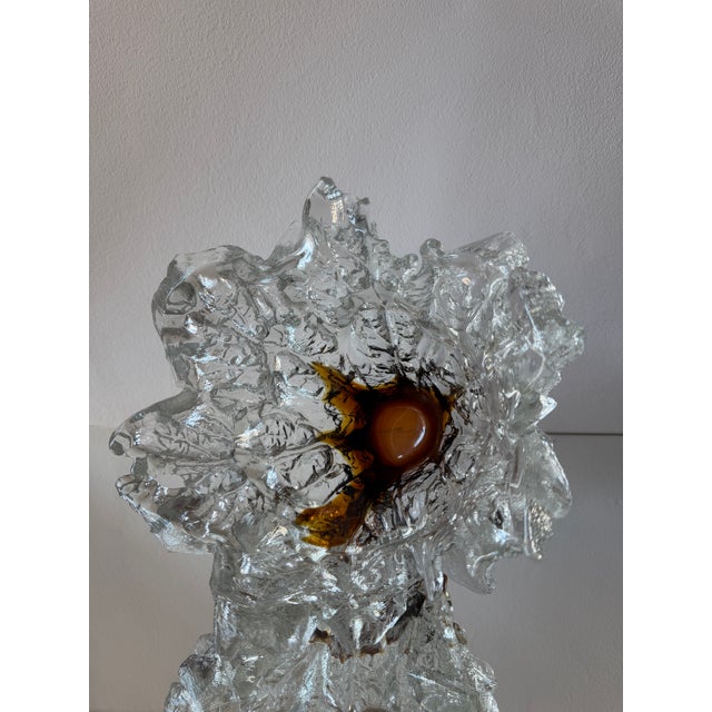 Amber and Clear Ice Glass Vase with Torn Crown Rim by Pertti Santalahti for Humppila, Finland, 1970s For Sale - Image 12 of 15