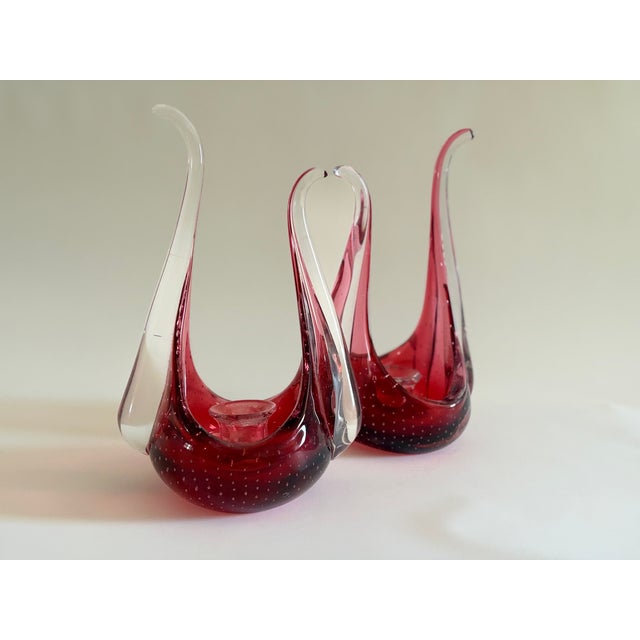 Bullicante Murano Glass Candleholders by Archimede Seguso, 1970s, Set of 2 For Sale - Image 9 of 9