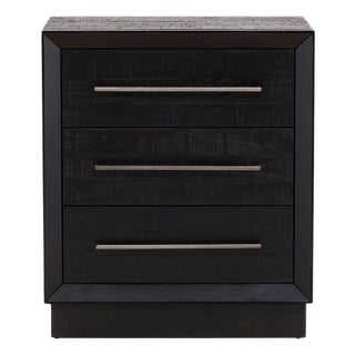 Modern Black & Nickel Three-Drawer Nightstand For Sale