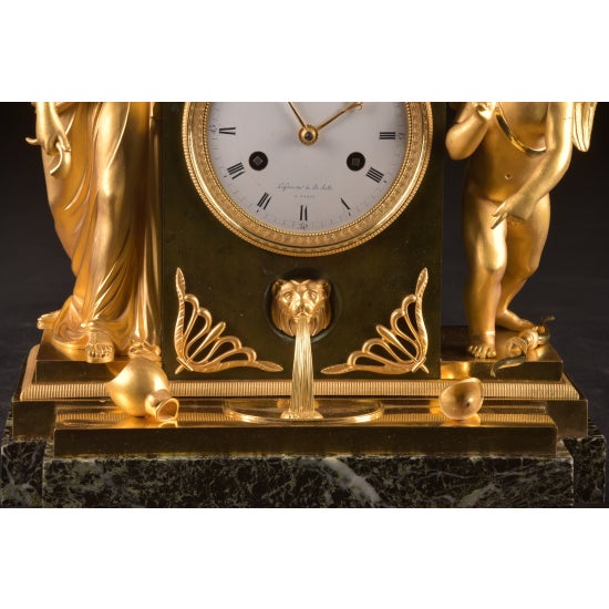 1800s Lefevre French Empire Ormolu Venus Clock Marble For Sale - Image 13 of 17