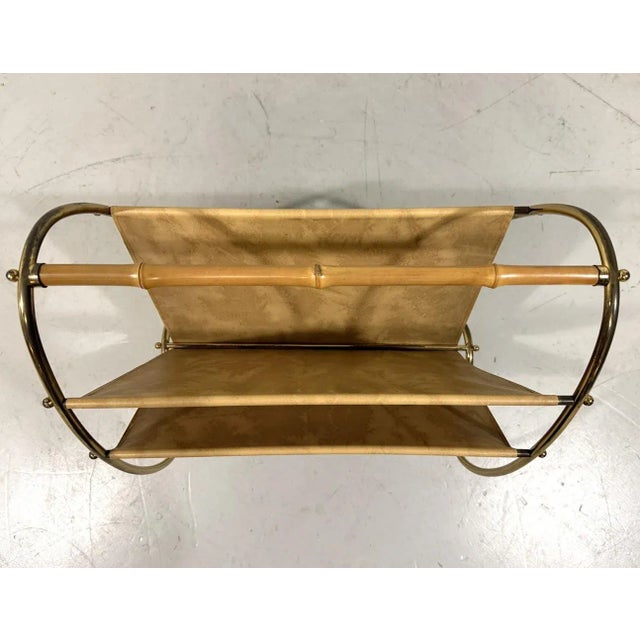 Brass and Rattan Magazine Holder, 1950s For Sale - Image 9 of 14