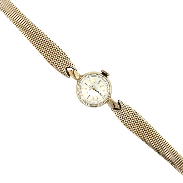 Metal Mid 20th Century Omega 14k Yellow Gold Manual Wind Ladies Wrist Watch For Sale - Image 7 of 11