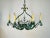 Wrought Iron Industrial Green Painted Chandelier, Circa 1930s The whole of retangular form with scroll and vine design....