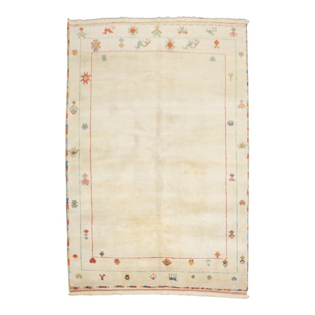 Modern Folk Art Persian Gabbeh, 5'5'' X 7'7'' For Sale