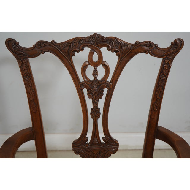 1990s Set of 8 Ej Victor Chippendale Mahogany Dining Room Chairs For Sale - Image 5 of 12