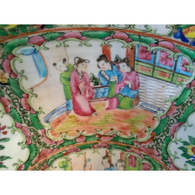 Mid 19th Century 19thc Chinese Export Rose Medallion Punch Bowl Large Size For Sale - Image 5 of 11