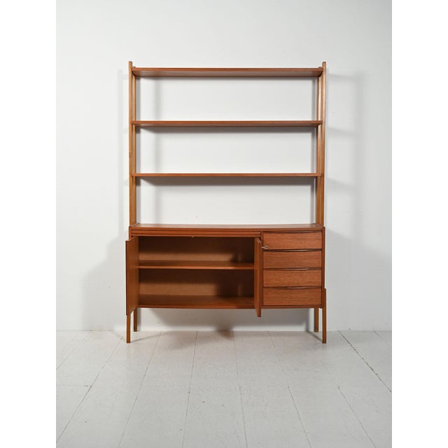 Scandinavian Teak Bookcase with Pull-Out Desk, 1950s For Sale - Image 6 of 12