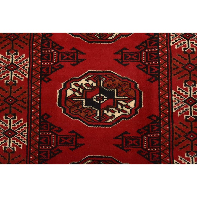 Textile Turkmen Runner 2’6” X 9’10” Red Wool Vintage Tribal Hand-Knotted Rug For Sale - Image 7 of 11
