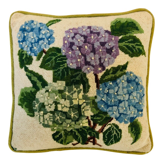 Vintage Handmade Needlepoint Floral Pillow Chairish