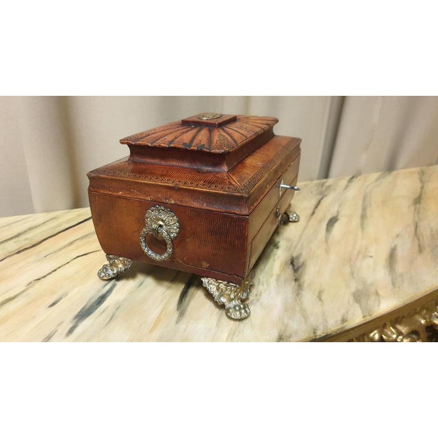 Regency Leather Sewing Box For Sale - Image 9 of 14