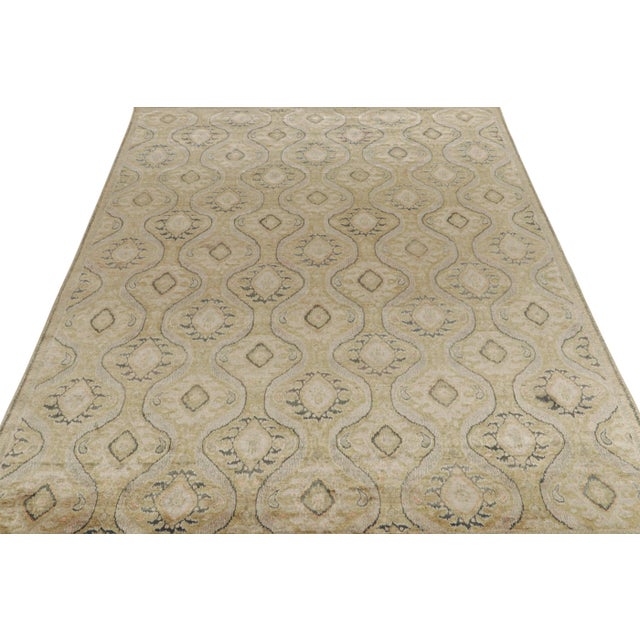 Contemporary Rug & Kilim’s Classic Style Rug in Green and Beige-Brown Ikats Patterns For Sale - Image 3 of 7