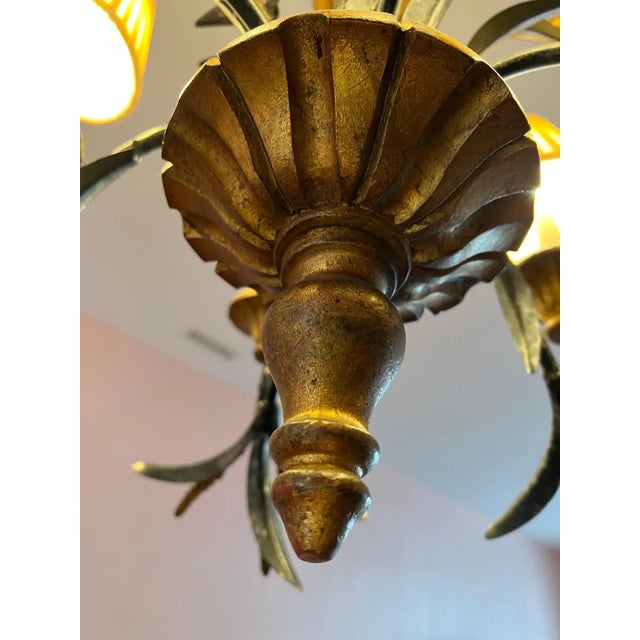Vintage Regency Tole Wheat Sheaf Chandelier in the Style of Currey and Company For Sale - Image 10 of 11