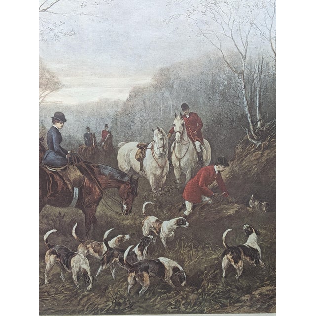 Large Vintage “Run to Earth” Equestrian Lithograph After Heywood Hardy, Professionally Framed- Brown, Red, Blue For Sale - Image 9 of 14