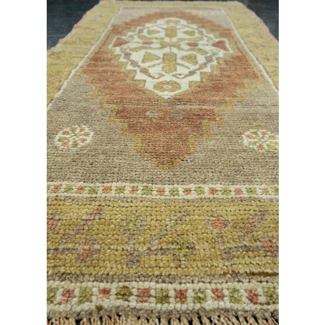 Turkish Turkish Mini Rug Oriental Hand Knotted Vintage Rug 1'7" x 3'6" #16618 For Sale - Image 3 of 8