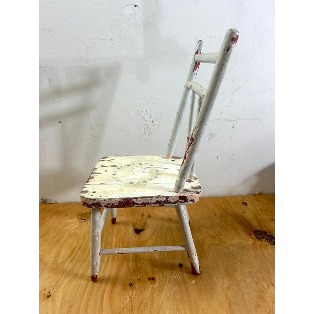Antique White Antique 1890s Rustic Farmhouse Child’s Chair For Sale - Image 8 of 12