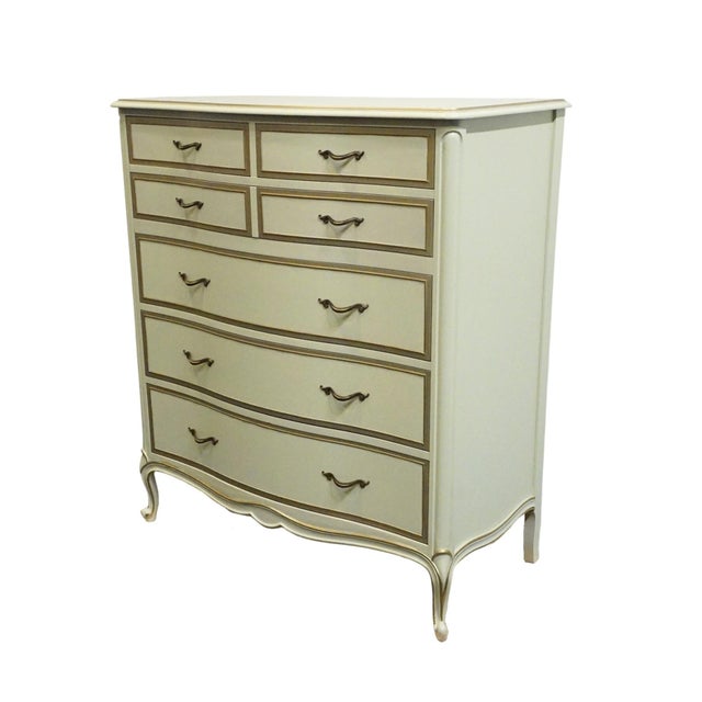 DREXEL FURNITURE Touraine Collection Custom Cream Painted Country French Provincial 42" Chest of Drawers 200-411-1 47.25"...