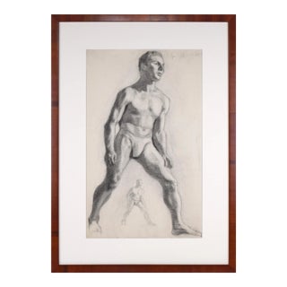 Antique Art Deco Era Pugilist Figure Study of Partial Nude Male For Sale