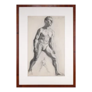 Antique Art Deco Era Pugilist Figure Study of Partial Nude Male
