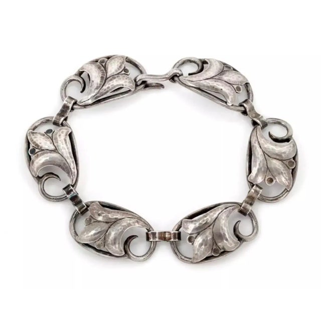 Georg Jensen Sterling Silver 6 Floral Link Bracelet For Sale - Image 11 of 12