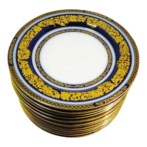 Set of 12 Tressemann & Vogt Porcelain Plates, France, 1910