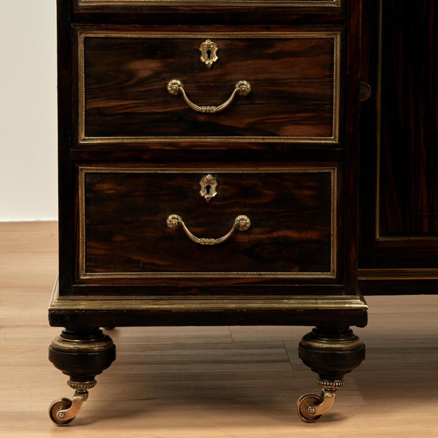 Wood Antique Early 19th Century Dutch Colonial Calamander Desk For Sale - Image 7 of 18