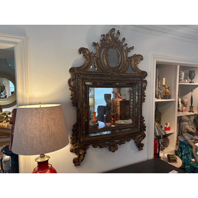 18th Century Italian Baroque Giltwood Mirror For Sale - Image 9 of 14