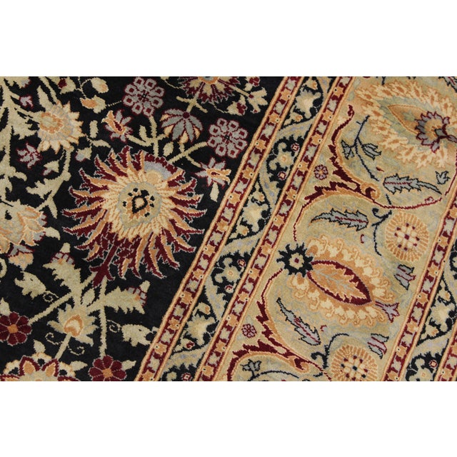 Art Nouveau Style 1990's Pak-Persian Black/Green Wool Rug - 6'2'' X 9'0'' For Sale - Image 4 of 9