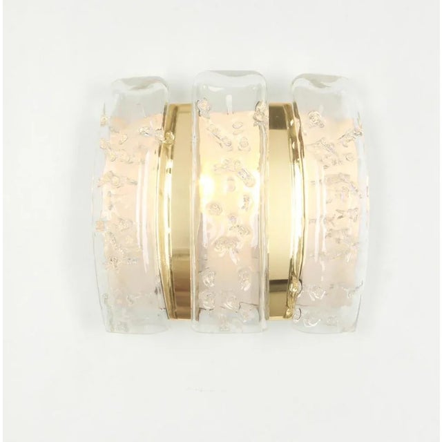 Metal Ice Glass Wall Sconces by Doria, Germany, 1960s, Set of 2 For Sale - Image 7 of 8