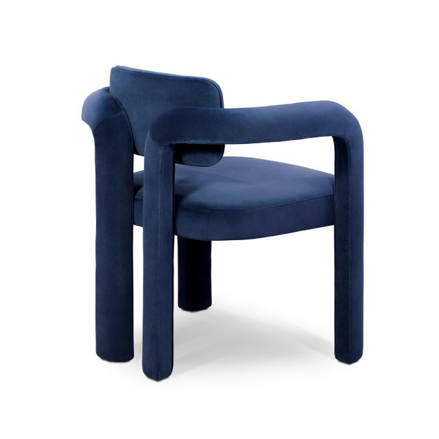 Not Yet Made - Made To Order Double Arch Dining Chair in Navy Blue Cotton Velvet from Insidherland For Sale - Image 5 of 13