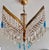 1960s Mid-Century Modern Crystal Chandelier With Aqua Blue Drops - Solid Brass Leaf Design Lighting - Rewired & Working⁠ For Sale - Image 13 of 18
