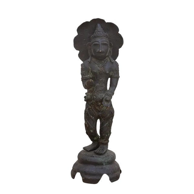 Antique Indian Oxidized Brass Statue For Sale