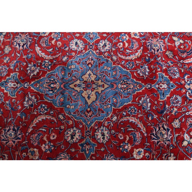 Textile 1970s Vintage Persian Handmade Wool Cotton Red Area Rug For Sale - Image 7 of 11