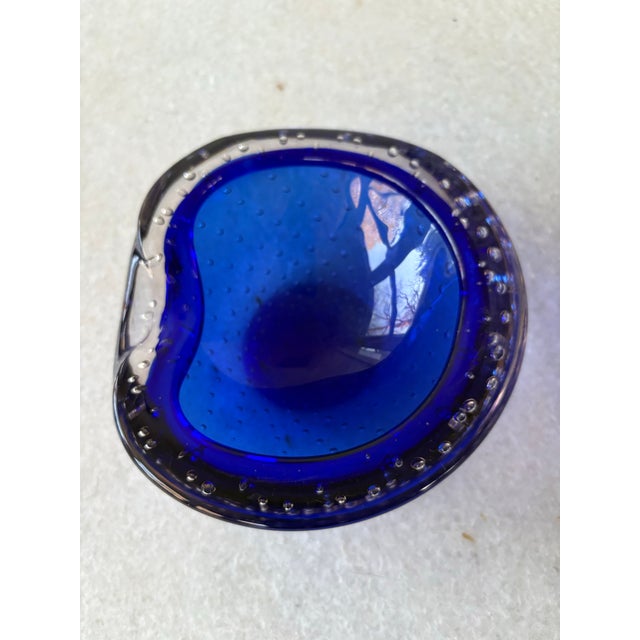 Mid-Century Modern Barovier & Toso Murano Cobalt Blue Glass Bowl For Sale - Image 3 of 8