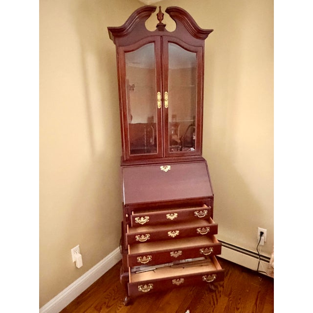 1960s 1960s Ethan Allen Georgian Court Cherry Drop-Front Secretary Desk For Sale - Image 5 of 9