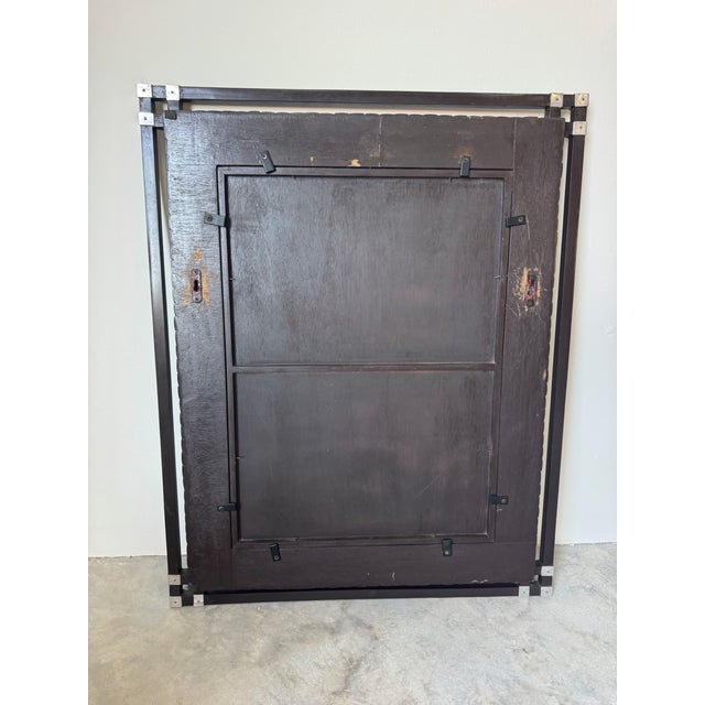 Vintage Coastal Organic Coconut Shell & Wood Wall Mirror With Metal Accents For Sale - Image 12 of 12