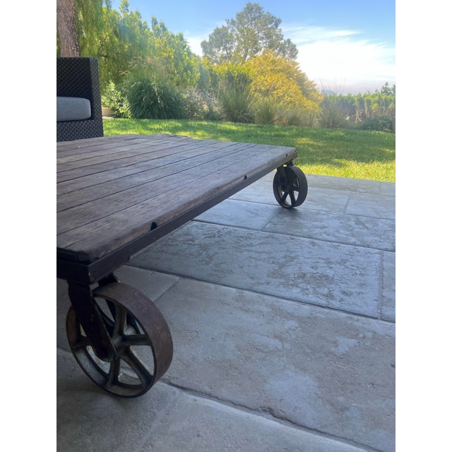 Purchased from the South of France, the chicest of tables with decades of patina - moveable wheels. Perfect outdoor coffee...